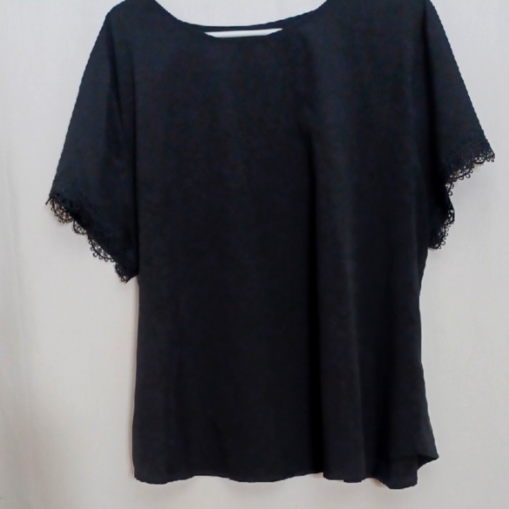 Van Heusen Black Lace Sleeve Blouse Size XXL
